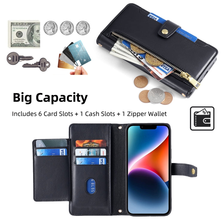 For Tecno Pop 4 Sheep Texture Cross-body Zipper Wallet Leather Phone Case(Black) - Tecno Cases by PMC TechLife | Online Shopping South Africa | PMC TechLife | Buy Now Pay Later Mobicred