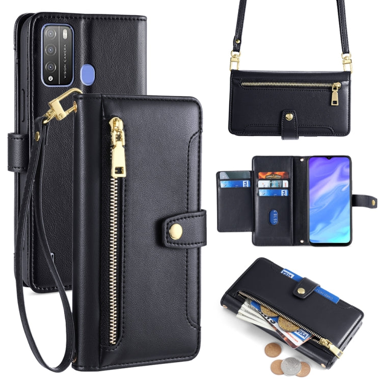 For itel Vision 1 Pro Sheep Texture Cross-body Zipper Wallet Leather Phone Case(Black) - free shipping - PMC TechLife - Order now!