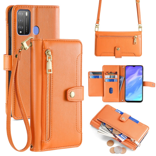 For Itel Vision 1 Pro Sheep Texture Cross-body Zipper Wallet Leather Phone Case(Orange) - More Brand by PMC Jewellery | Online Shopping South Africa | PMC Jewellery | Buy Now Pay Later Mobicred