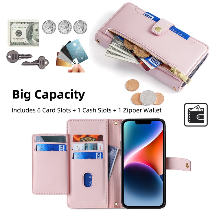 For Itel Vision 1 Pro Sheep Texture Cross-body Zipper Wallet Leather Phone Case(Pink) - More Brand by PMC TechLife | Online Shopping South Africa | PMC TechLife | Buy Now Pay Later Mobicred