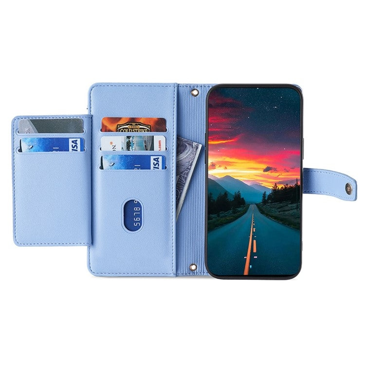 For itel A50 4G Sheep Texture Cross-body Zipper Wallet Leather Phone Case(Blue) - free shipping - PMC TechLife - Order now!
