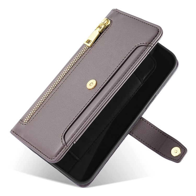 For Itel A50 4G Sheep Texture Cross-body Zipper Wallet Leather Phone Case(Grey) - More Brand by PMC TechLife | Online Shopping South Africa | PMC TechLife | Buy Now Pay Later Mobicred