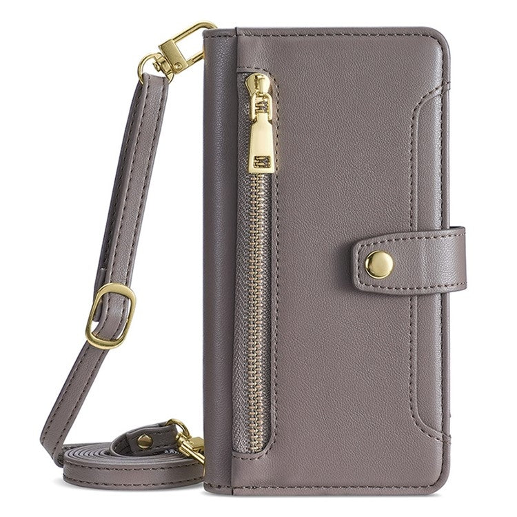 For Itel P65 Sheep Texture Cross-body Zipper Wallet Leather Phone Case(Grey) - More Brand by PMC TechLife | Online Shopping South Africa | PMC TechLife | Buy Now Pay Later Mobicred