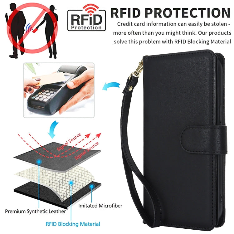 For iPhone 15 Pro Max Multi-Card Wallet RFID Leather Phone Case(Black) - iPhone 15 Pro Max Cases by PMC TechLife | Online Shopping South Africa | PMC TechLife