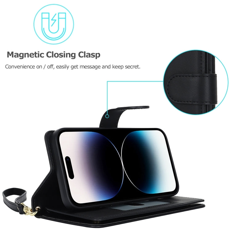 For iPhone 16 Pro Max Multi-Card Wallet RFID Leather Phone Case(Black) - iPhone 16 Pro Max Cases by PMC TechLife | Online Shopping South Africa | PMC TechLife | Buy Now Pay Later Mobicred