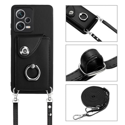 For Xiaomi Redmi Note 12 Pro 5G Global Organ Card Bag Ring Holder Phone Case with Long Lanyard(Black) - Xiaomi Cases by PMC Jewellery | Online Shopping South Africa | PMC Jewellery | Buy Now Pay Later Mobicred