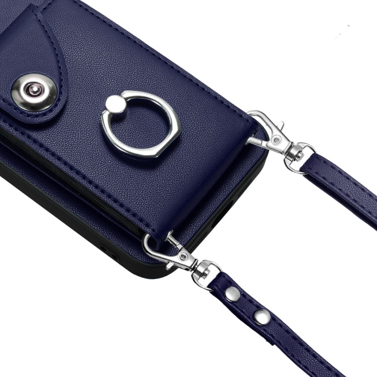 For Xiaomi Redmi A3 4G Organ Card Bag Ring Holder Phone Case with Long Lanyard(Blue) - Xiaomi Cases by PMC Jewellery | Online Shopping South Africa | PMC Jewellery | Buy Now Pay Later Mobicred