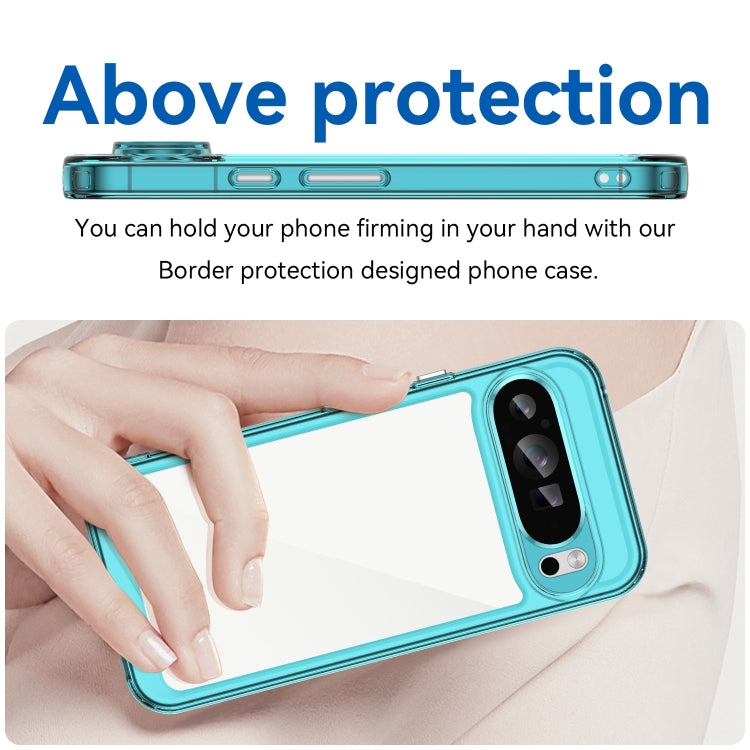 For Google Pixel 9 Pro Colorful Series Acrylic Hybrid TPU Phone Case(Transparent Blue) - Google Cases by PMC Jewellery | Online Shopping South Africa | PMC Jewellery | Buy Now Pay Later Mobicred