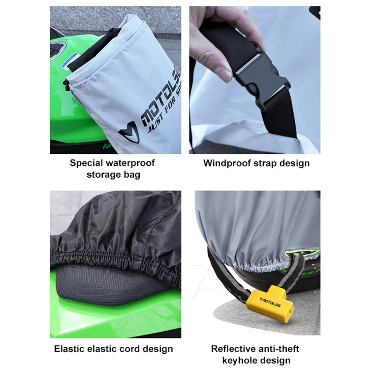 MOTOLSG Motorcycle Waterproof Sunproof Dustproof Thickening Cover, Size:L(Silver) - free shipping - PMC TechLife - Order now!