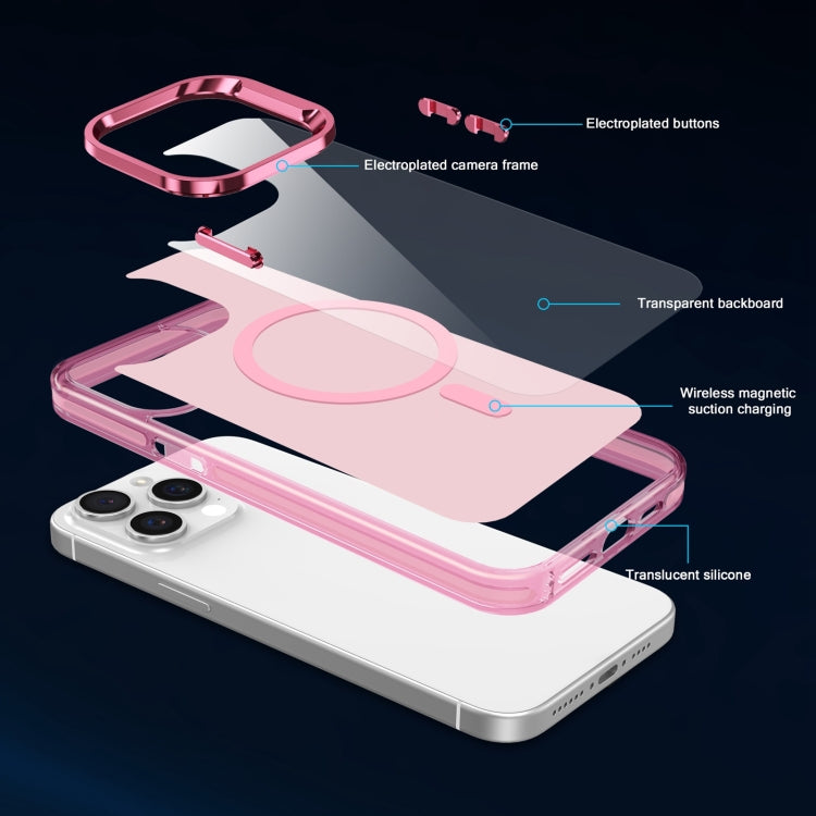 For iPhone 15 Pro Electroplated IMD Magsafe PC Hybrid TPU Phone Case(Pink) - iPhone 15 Pro Cases by PMC TechLife | Online Shopping South Africa | PMC TechLife