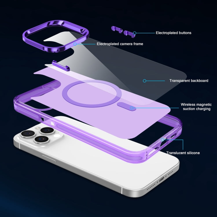 For iPhone 13 Electroplated IMD Magsafe PC Hybrid TPU Phone Case(Purple) - iPhone 13 Cases by PMC TechLife | Online Shopping South Africa | PMC TechLife