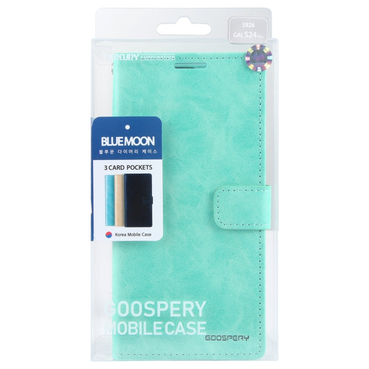 For Samsung Galaxy S24+ 5G GOOSPERY BLUE MOON Crazy Horse Texture Leather Phone Case(Mint Green) - Galaxy S24+ 5G Cases by GOOSPERY | Online Shopping South Africa | PMC Jewellery | Buy Now Pay Later Mobicred