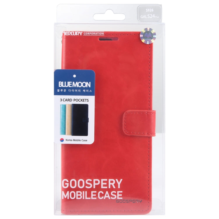 For Samsung Galaxy S24+ 5G GOOSPERY BLUE MOON Crazy Horse Texture Leather Phone Case(Red) - Galaxy S24+ 5G Cases by GOOSPERY | Online Shopping South Africa | PMC Jewellery | Buy Now Pay Later Mobicred