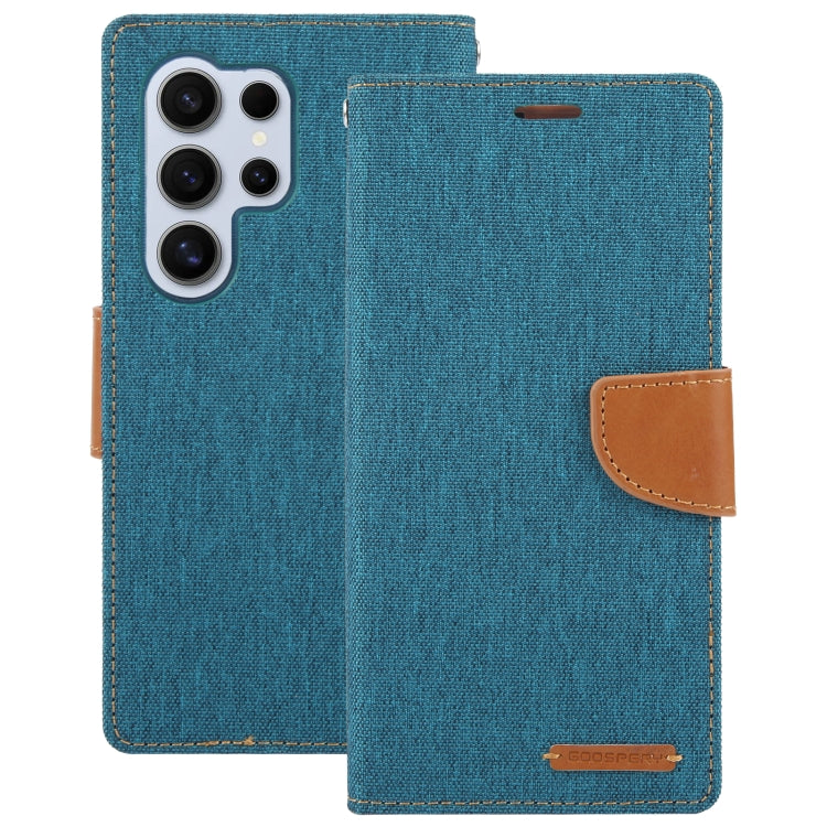 For Samsung Galaxy S24 Ultra 5G GOOSPERY CANVAS DIARY Fabric Texture Flip Leather Phone Case(Green) - Galaxy S24 Ultra 5G Cases by GOOSPERY | Online Shopping South Africa | PMC Jewellery | Buy Now Pay Later Mobicred