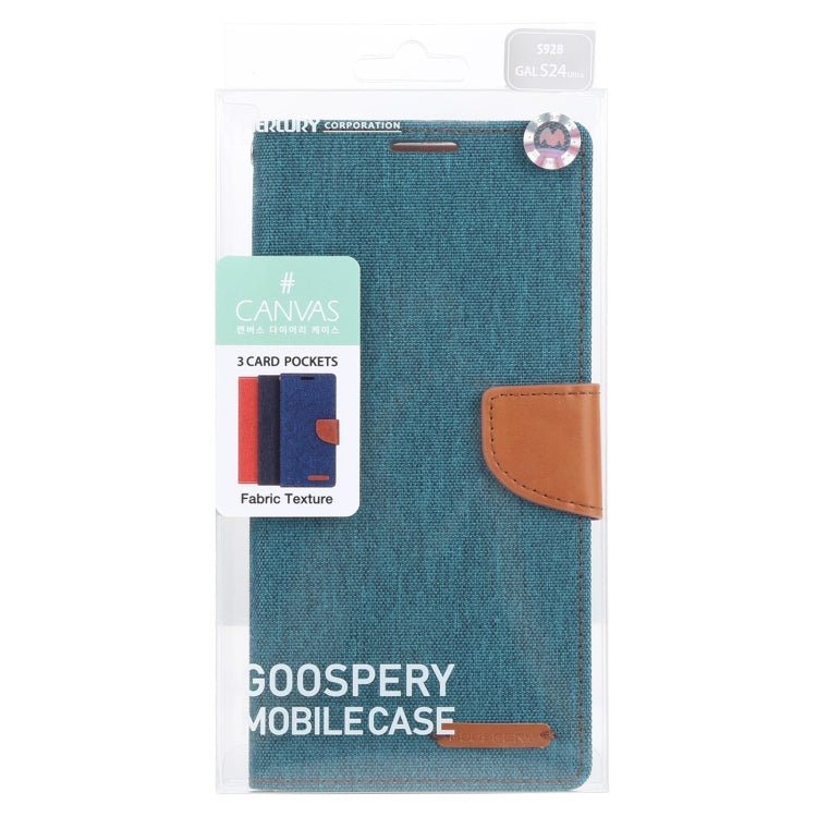 For Samsung Galaxy S24 Ultra 5G GOOSPERY CANVAS DIARY Fabric Texture Flip Leather Phone Case(Green) - Galaxy S24 Ultra 5G Cases by GOOSPERY | Online Shopping South Africa | PMC Jewellery | Buy Now Pay Later Mobicred