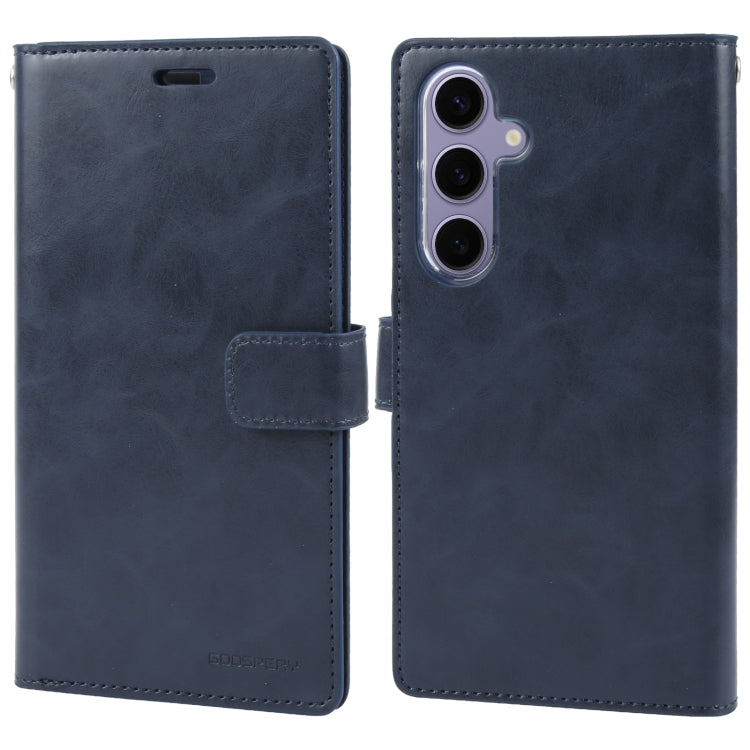 For Samsung Galaxy S24 5G GOOSPERY MANSOOR DIARY 9 Card Slots Leather Phone Case(Dark Blue) - Galaxy S24 5G Cases by GOOSPERY | Online Shopping South Africa | PMC Jewellery | Buy Now Pay Later Mobicred