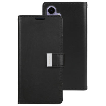 For Samsung Galaxy S24 5G GOOSPERY RICH DIARY Crazy Horse Texture Leather Phone Case(Black) - Galaxy S24 5G Cases by GOOSPERY | Online Shopping South Africa | PMC Jewellery | Buy Now Pay Later Mobicred