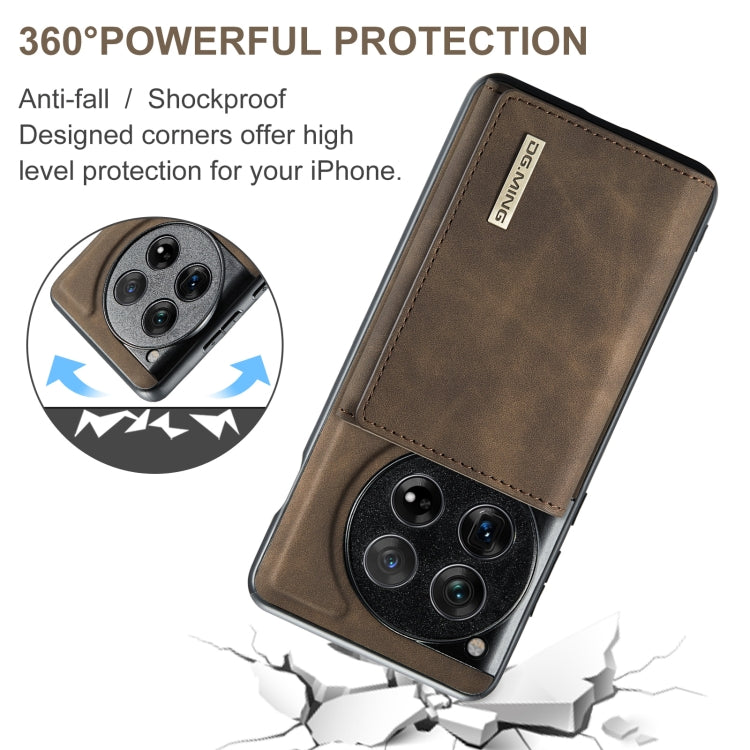 For OnePlus 12 DG.MING M1 Series 3-Fold Multi Card Wallet + Magnetic Phone Case(Coffee) - OnePlus Cases by DG.MING | Online Shopping South Africa | PMC TechLife | Buy Now Pay Later Mobicred
