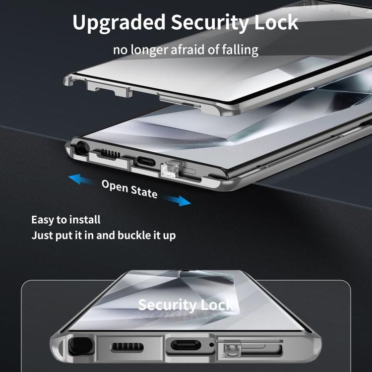 For Samsung Galaxy S25 Ultra 5G MagSafe Magnetic HD Frosted Tempered Glass Holder Phone Case(Silver) - Galaxy S25 Ultra 5G Cases by PMC Jewellery | Online Shopping South Africa | PMC Jewellery | Buy Now Pay Later Mobicred