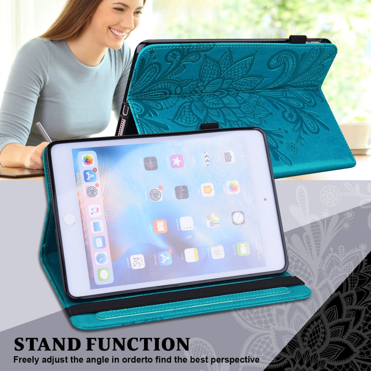 For Lenovo Tab M11 / Xiaoxin Pad 11 2024 Lace Flower Embossing Pattern Leather Tablet Case(Blue) - Lenovo by PMC Jewellery | Online Shopping South Africa | PMC Jewellery | Buy Now Pay Later Mobicred