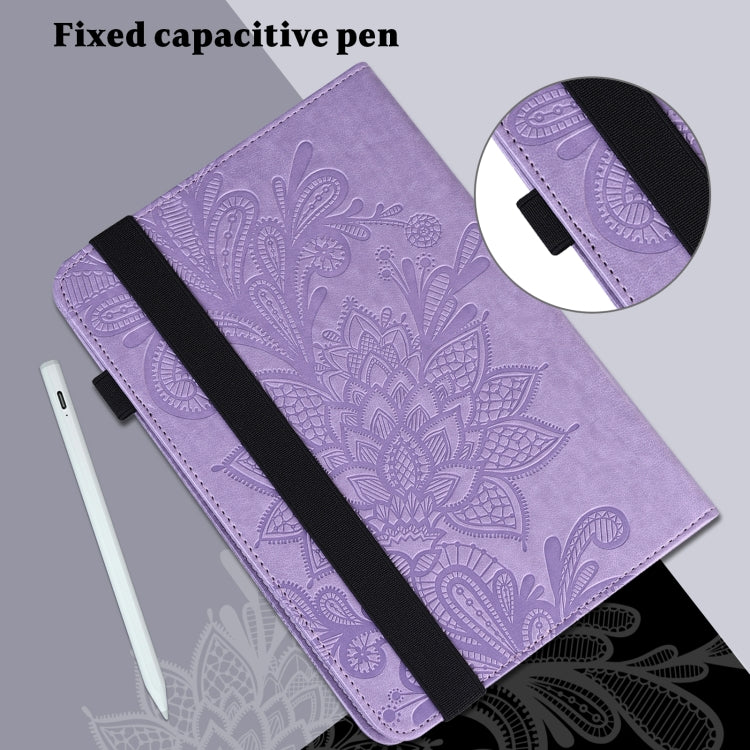 For Lenovo Tab M11 / Xiaoxin Pad 11 2024 Lace Flower Embossing Pattern Leather Tablet Case(Purple) - Lenovo by PMC Jewellery | Online Shopping South Africa | PMC Jewellery | Buy Now Pay Later Mobicred