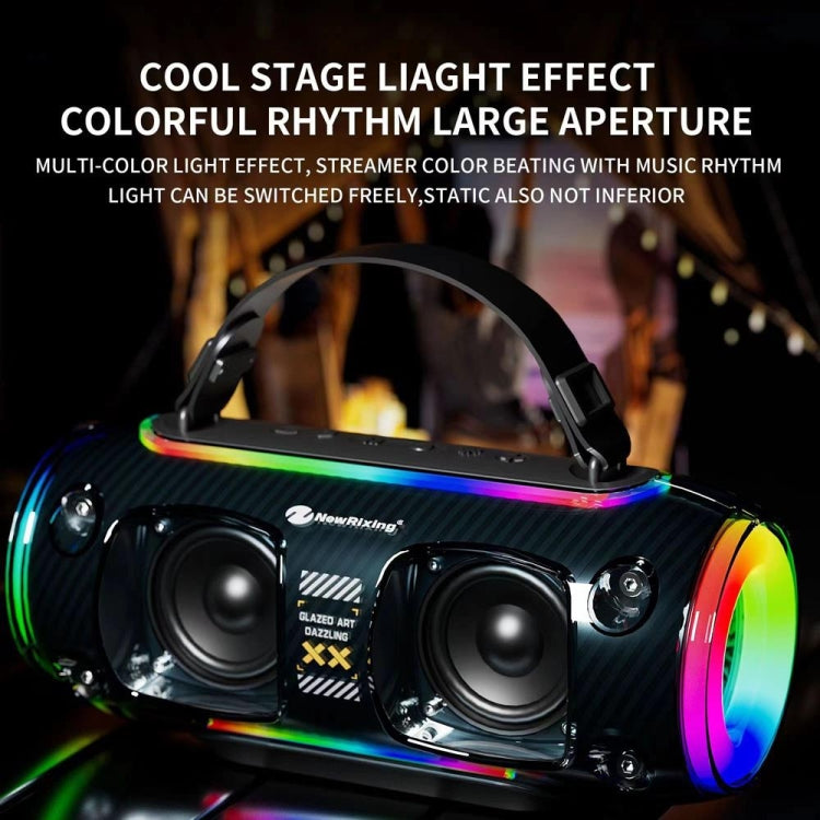 New Rixing NR8806 Portable Outdoor Wireless Bluetooth Speaker RGB Colorful Subwoofer, Style:Single Mic(Black) - Desktop Speaker by NewRixing | Online Shopping South Africa | PMC Jewellery | Buy Now Pay Later Mobicred