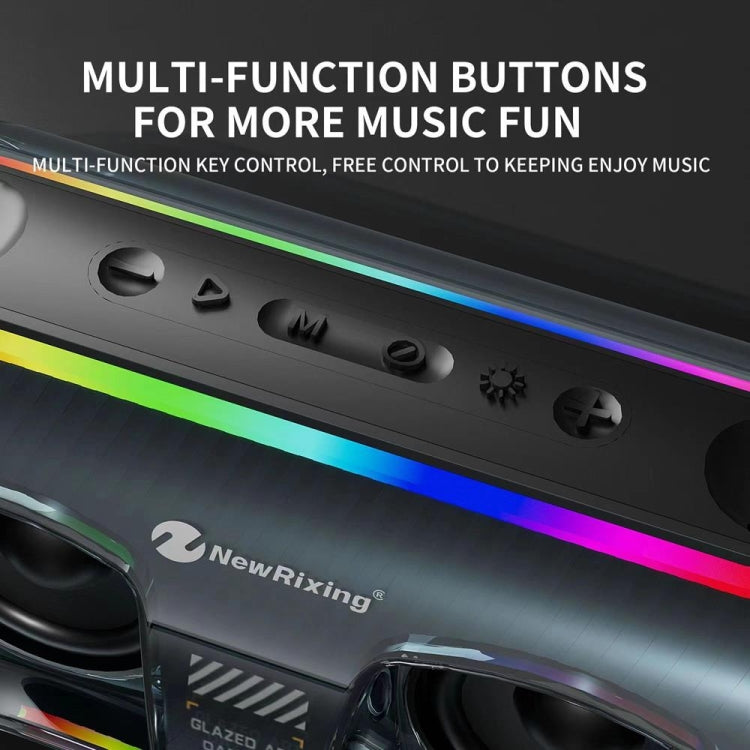 New Rixing NR8806 Portable Outdoor Wireless Bluetooth Speaker RGB Colorful Subwoofer, Style:Dual Mic(Black) - Desktop Speaker by NewRixing | Online Shopping South Africa | PMC Jewellery | Buy Now Pay Later Mobicred