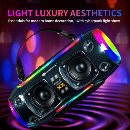 New Rixing NR8806 Portable Outdoor Wireless Bluetooth Speaker RGB Colorful Subwoofer, Style:Dual Mic(Black) - Desktop Speaker by NewRixing | Online Shopping South Africa | PMC Jewellery | Buy Now Pay Later Mobicred