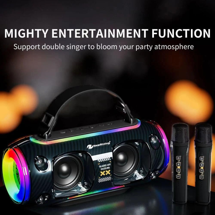 New Rixing NR8806 Portable Outdoor Wireless Bluetooth Speaker RGB Colorful Subwoofer, Style:Single Mic(Black) - Desktop Speaker by NewRixing | Online Shopping South Africa | PMC Jewellery | Buy Now Pay Later Mobicred