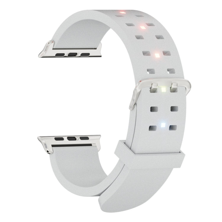 For Apple Watch SE 2022 40mm Luminous Colorful Light Silicone Watch Band(Light Grey) - Watch Bands by PMC TechLife | Online Shopping South Africa | PMC TechLife