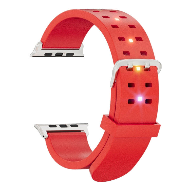 For Apple Watch SE 44mm Luminous Colorful Light Silicone Watch Band(Red) - Watch Bands by PMC TechLife | Online Shopping South Africa | PMC TechLife