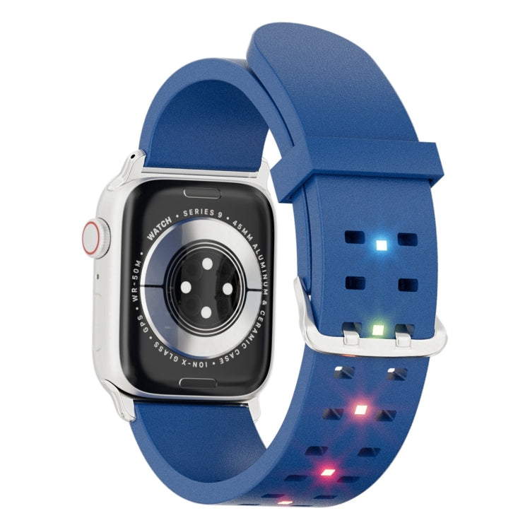 For Apple Watch Series 3 42mm Luminous Colorful Light Silicone Watch Band(Blue) - Watch Bands by PMC Jewellery | Online Shopping South Africa | PMC Jewellery