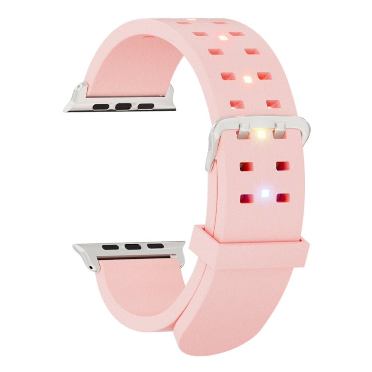 For Apple Watch 42mm Luminous Colorful Light Silicone Watch Band(Pink) - Watch Bands by PMC TechLife | Online Shopping South Africa | PMC TechLife