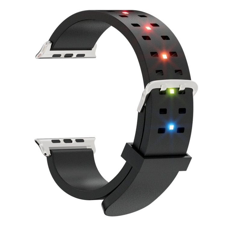 For Apple Watch 42mm Luminous Colorful Light Silicone Watch Band(Black) - Watch Bands by PMC Jewellery | Online Shopping South Africa | PMC Jewellery