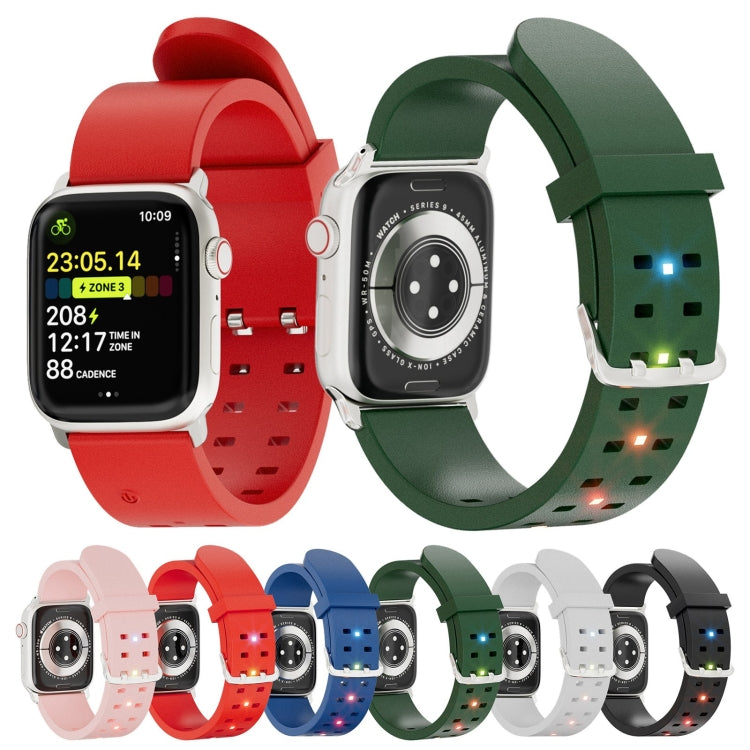 For Apple Watch SE 2022 44mm Luminous Colorful Light Silicone Watch Band(Light Grey) - Watch Bands by PMC TechLife | Online Shopping South Africa | PMC TechLife