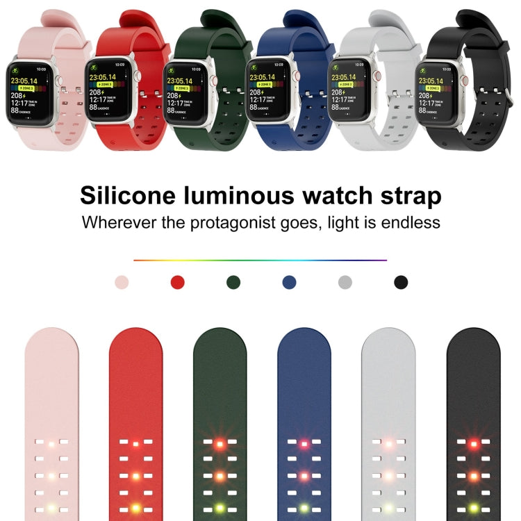 For Apple Watch Series 2 42mm Luminous Colorful Light Silicone Watch Band(Blue) - Watch Bands by PMC Jewellery | Online Shopping South Africa | PMC Jewellery