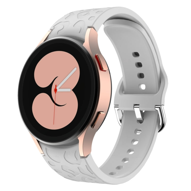 For Samsung Galaxy Watch 6 Leopard Print Embossed Silicone Watch Band(Light Grey) - Watch Bands by PMC TechLife | Online Shopping South Africa | PMC TechLife