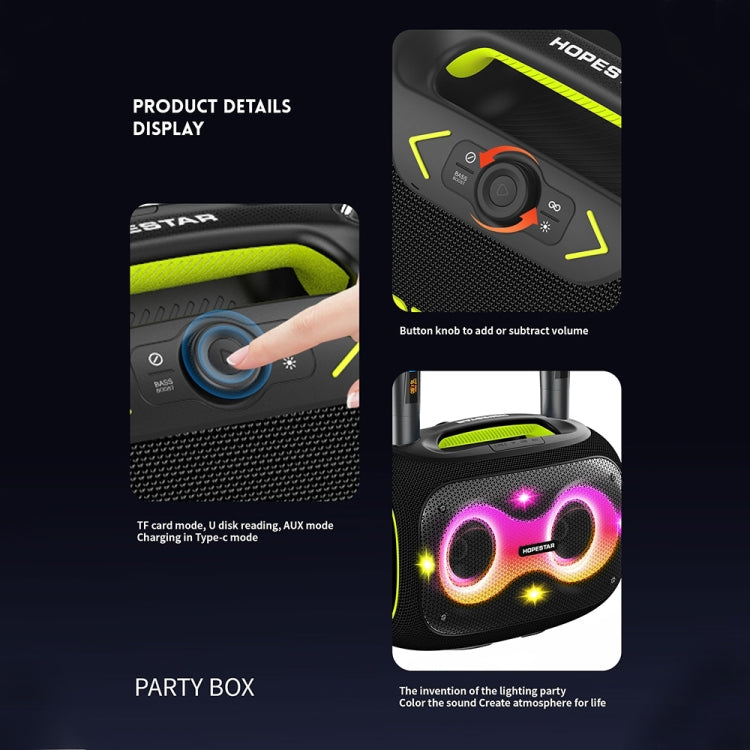 HOPESTAR Party Box 120W Karaoke Bluetooth Speaker with 2 Microphones(Grey) - free shipping - PMC Jewellery - Order now!