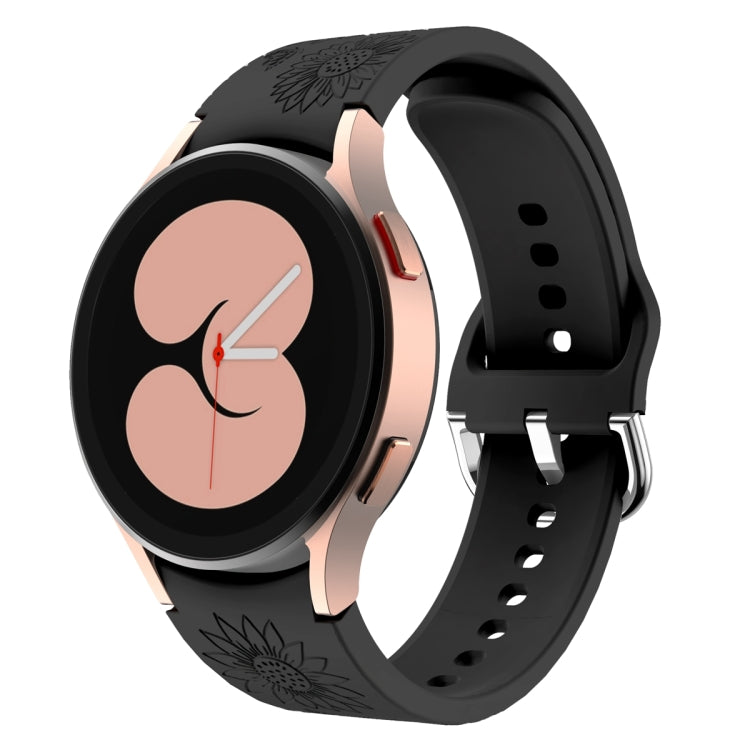 For Samsung Galaxy Watch 6 Sunflower Pattern Embossed Silicone Watch Band(Black) - Watch Bands by PMC TechLife | Online Shopping South Africa | PMC TechLife