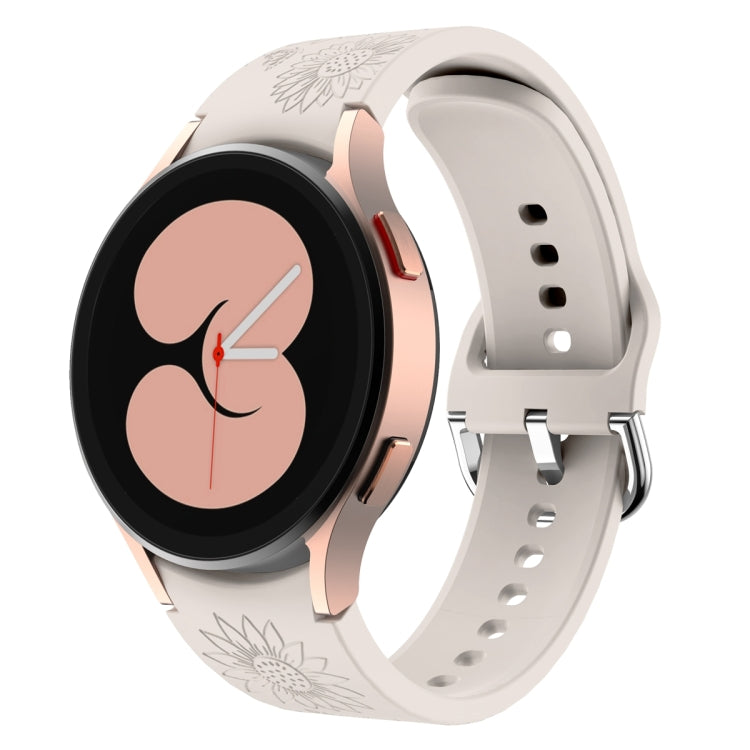 For Samsung Galaxy Watch 6 Sunflower Pattern Embossed Silicone Watch Band(Starlight Color) - Watch Bands by PMC TechLife | Online Shopping South Africa | PMC TechLife