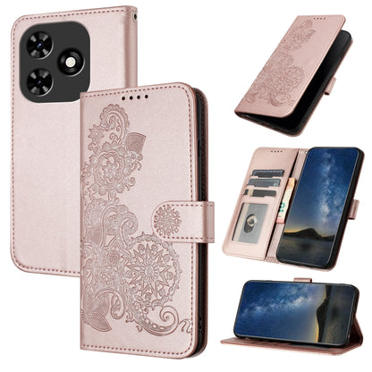 For Tecno Spark Go 2024 Datura Flower Embossed Flip Leather Phone Case(Rose Gold) - Tecno Cases by PMC Jewellery | Online Shopping South Africa | PMC Jewellery | Buy Now Pay Later Mobicred