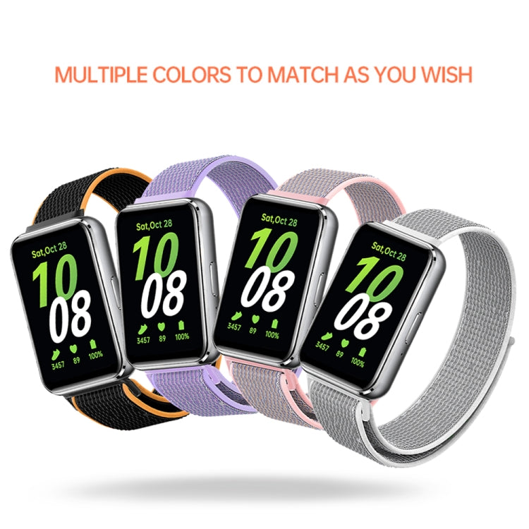For Samsung Galaxy Fit 3 Woven Nylon Loop Watch Band(Black Orange) - Watch Bands by PMC TechLife | Online Shopping South Africa | PMC TechLife