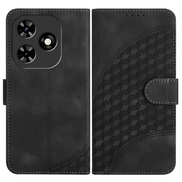 For Tecno Spark Go 2024 YX0060 Elephant Head Embossed Phone Leather Case with Lanyard(Black) - Tecno Cases by PMC Jewellery | Online Shopping South Africa | PMC Jewellery | Buy Now Pay Later Mobicred