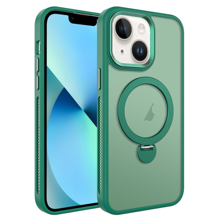 For iPhone 13 MagSafe Magnetic Holder Breathable Phone Case(Green) - iPhone 13 Cases by PMC Jewellery | Online Shopping South Africa | PMC Jewellery