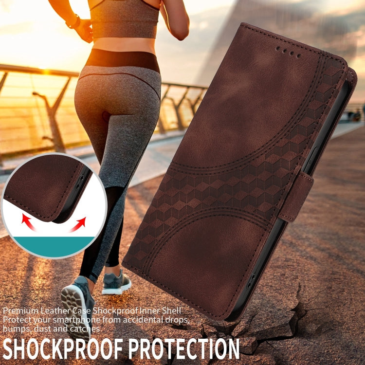 For iPhone SE 2024 Embossed Rhombus Starry Leather Phone Case(Brown) - free shipping - PMC TechLife - Order now!