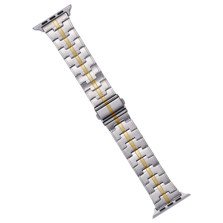 For Apple Watch 42mm Stainless Steel Watch Band(Silver Gold) - Watch Bands by PMC TechLife | Online Shopping South Africa | PMC TechLife