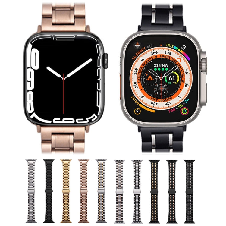 For Apple Watch 42mm Five-Beads Stainless Steel Watch Band(Black Silver) - free shipping - PMC TechLife - Order now!