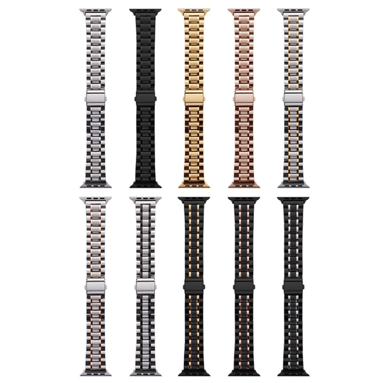For Apple Watch 38mm Five-Beads Stainless Steel Watch Band(Silver Black) - free shipping - PMC TechLife - Order now!