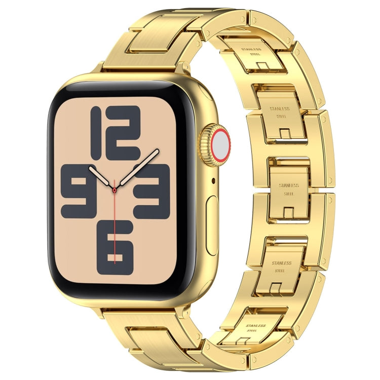 For Apple Watch SE 2023 44mm H Slim Stainless Steel Watch Band(Gold) - Watch Bands by PMC Jewellery | Online Shopping South Africa | PMC Jewellery