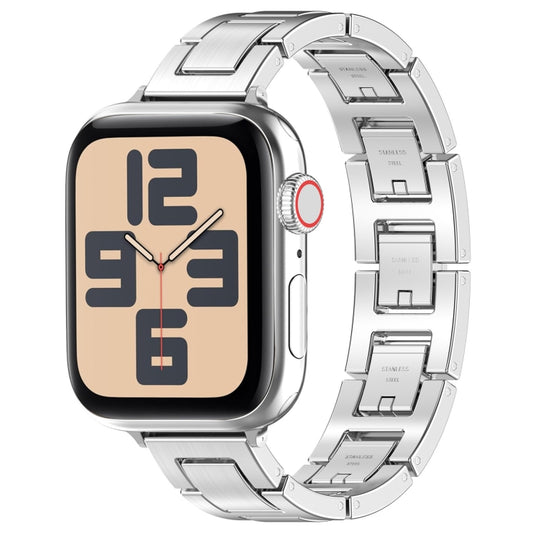 For Apple Watch SE 2023 40mm H Slim Stainless Steel Watch Band(Silver) - Watch Bands by PMC Jewellery | Online Shopping South Africa | PMC Jewellery